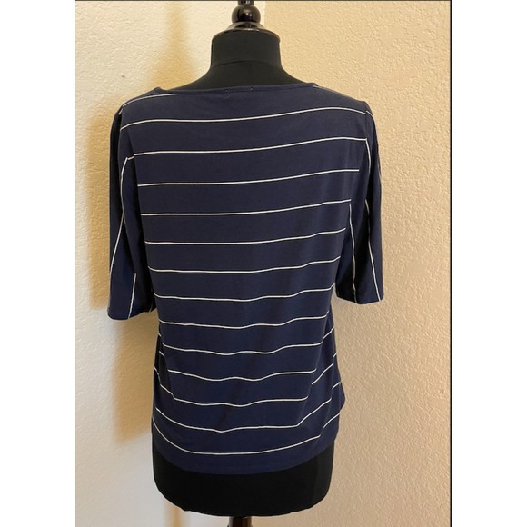 Cremieux Navy and White Stripes Top- Sz M - Picture 4 of 7